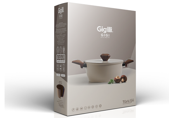 Gigilli ambalaj tasarımı — Gigi serisi bej kutu